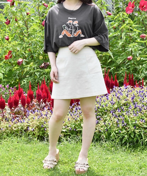 PairPair（ペアペア）の「線画カップルグラフィックT(男女兼用)（Tシャツ/カットソー・レディース・オフホワイト/モカ/ライトカーキ/スミクロ・FREE）」の17枚目の写真