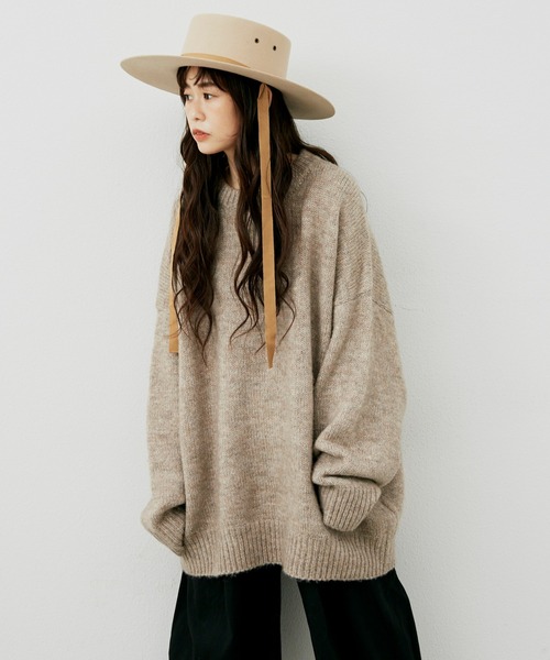 Libra Cue（リブラ キュー）の「オーバールーズニット（ニット/セーター・レディース・ブラック/ベージュ/ネイビー/ブラウン・FREE）」の3枚目の写真