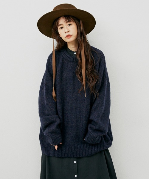 Libra Cue（リブラ キュー）の「オーバールーズニット（ニット/セーター・レディース・ブラック/ベージュ/ネイビー/ブラウン・FREE）」の4枚目の写真