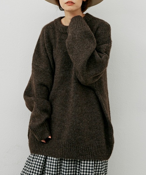 Libra Cue（リブラ キュー）の「オーバールーズニット（ニット/セーター・レディース・ブラック/ベージュ/ネイビー/ブラウン・FREE）」の2枚目の写真