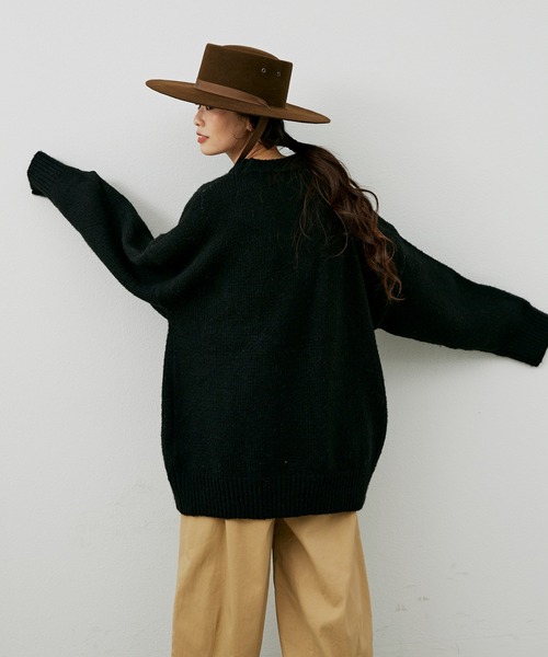 Libra Cue（リブラ キュー）の「オーバールーズニット（ニット/セーター・レディース・ブラック/ベージュ/ネイビー/ブラウン・FREE）」の7枚目の写真