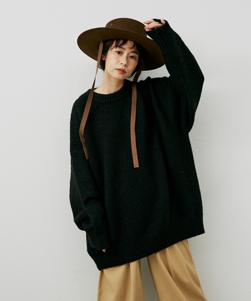 Libra Cue（リブラ キュー）の「オーバールーズニット（ニット/セーター・レディース・ブラック/ベージュ/ネイビー/ブラウン・FREE）」の8枚目の写真