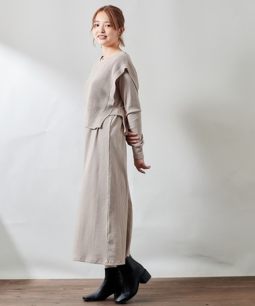 cepo（セポ）の「ニットベスト+ワンピースアンサンブル（ワンピース・レディース・ブラック/サックスブルー/ベージュ・M）」の7枚目の写真