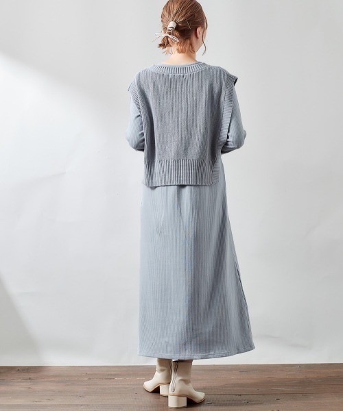 cepo（セポ）の「ニットベスト+ワンピースアンサンブル（ワンピース・レディース・ブラック/サックスブルー/ベージュ・M）」の11枚目の写真