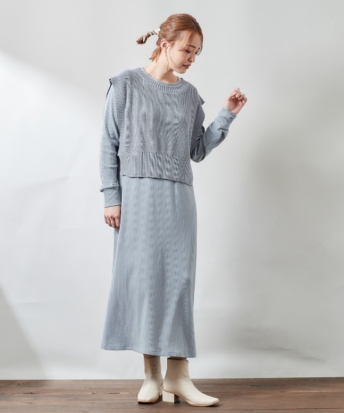 cepo（セポ）の「ニットベスト+ワンピースアンサンブル（ワンピース・レディース・ブラック/サックスブルー/ベージュ・M）」の17枚目の写真