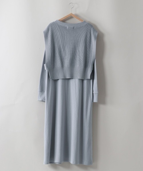 cepo（セポ）の「ニットベスト+ワンピースアンサンブル（ワンピース・レディース・ブラック/サックスブルー/ベージュ・M）」の21枚目の写真