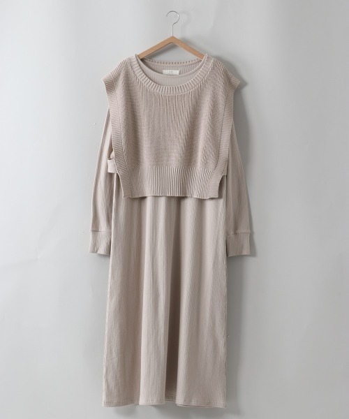 cepo（セポ）の「ニットベスト+ワンピースアンサンブル（ワンピース・レディース・ブラック/サックスブルー/ベージュ・M）」の8枚目の写真