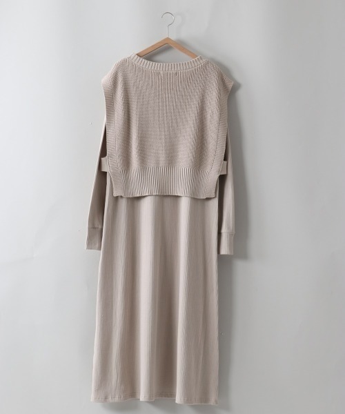 cepo（セポ）の「ニットベスト+ワンピースアンサンブル（ワンピース・レディース・ブラック/サックスブルー/ベージュ・M）」の5枚目の写真