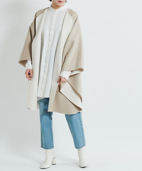 DouDou（ドゥドゥ）の「【2WAY仕様】リバーポンチョ（その他アウター・レディース・ベージュ/グレイッシュベージュ・FREE）」の19枚目の写真