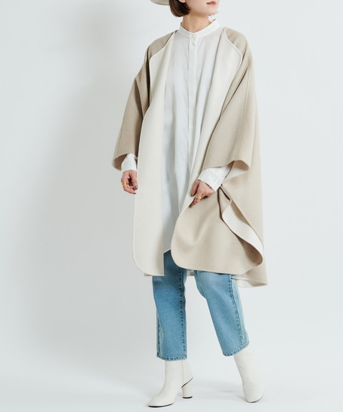 DouDou（ドゥドゥ）の「【2WAY仕様】リバーポンチョ（その他アウター・レディース・ベージュ/グレイッシュベージュ・FREE）」の20枚目の写真