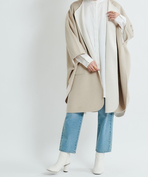 DouDou（ドゥドゥ）の「【2WAY仕様】リバーポンチョ（その他アウター・レディース・ベージュ/グレイッシュベージュ・FREE）」の21枚目の写真