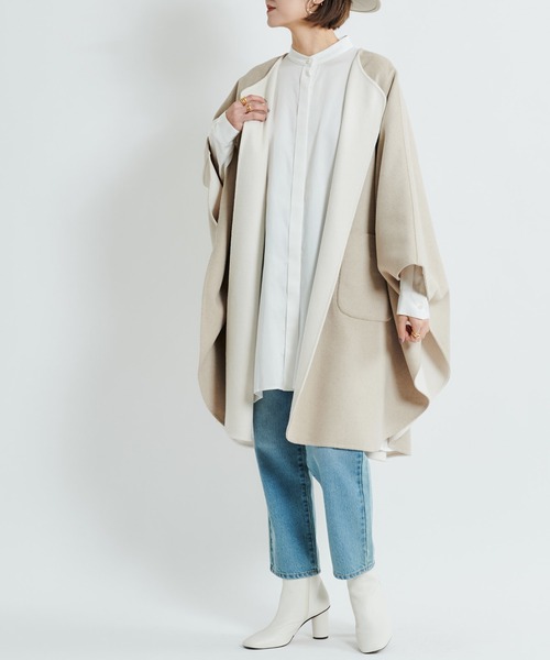DouDou（ドゥドゥ）の「【2WAY仕様】リバーポンチョ（その他アウター・レディース・ベージュ/グレイッシュベージュ・FREE）」の22枚目の写真