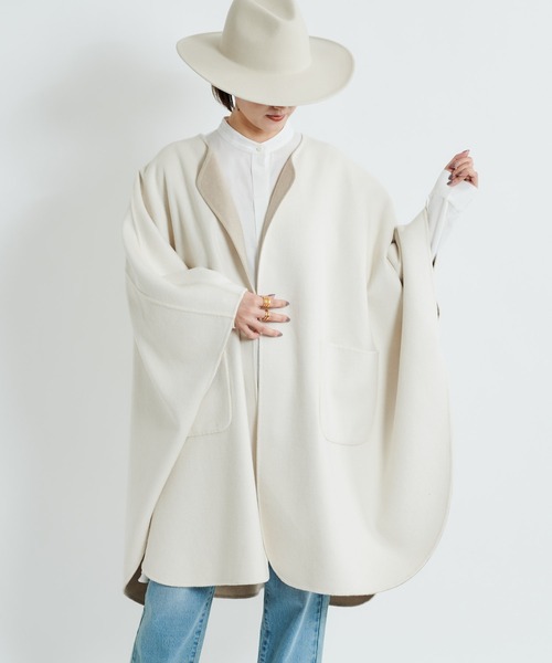 DouDou（ドゥドゥ）の「【2WAY仕様】リバーポンチョ（その他アウター・レディース・ベージュ/グレイッシュベージュ・FREE）」の12枚目の写真