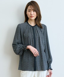 anayi アナイ　フローラルプリントシャーリングブラウス　トップス　38 M anayi アナイ フローラルプリントシャーリングブラウス トップス
