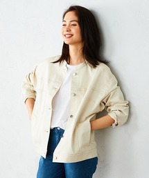 〈コットン〉 ビッグシルエット ノーカラーブルゾン