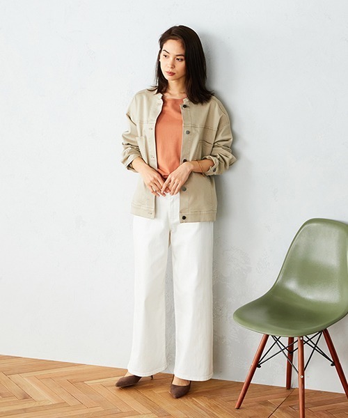 COMME CA ISM(コムサイズム)の「〈コットン〉 ビッグシルエット ノーカラーブルゾン(ブルゾン・レディース・ブラック/ベージュ/アイボリー・MEDIUM/LARGE)」の5枚目の写真