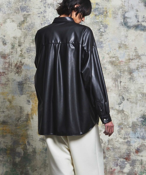 MAISON SPECIAL(メゾンスペシャル)の「《ユニセックスアイテム》ロイヤルレザープライムオーバーシャツ 【MAISON SPECIAL/メゾンスペシャル】(シャツ/ブラウス・メンズ・ブラック/アイボリー・1/2/0)」の6枚目の写真