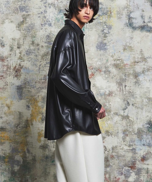 MAISON SPECIAL(メゾンスペシャル)の「《ユニセックスアイテム》ロイヤルレザープライムオーバーシャツ 【MAISON SPECIAL/メゾンスペシャル】(シャツ/ブラウス・メンズ・ブラック/アイボリー・1/2/0)」の5枚目の写真