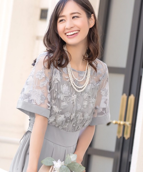 Retica（レティカ）の「パーティードレス Aライン 刺繍 レース 切替