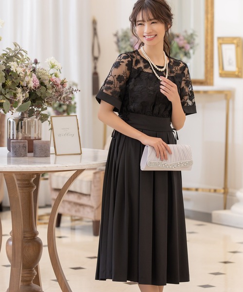 Retica（レティカ）の「パーティードレス Aライン 刺繍 レース 切替