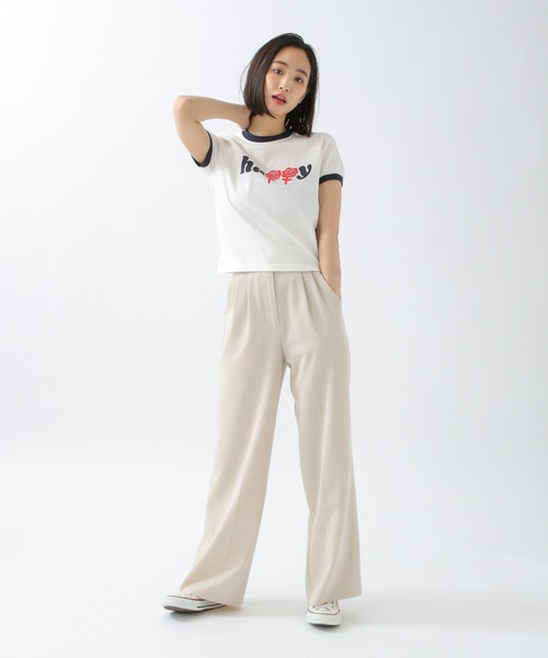 WONDER VISITOR（ワンダービジター）の「WONDER VISITOR／HappyクロップT 2943749（Tシャツ/カットソー・レディース・レッド/ネイビー・FREE）」の14枚目の写真