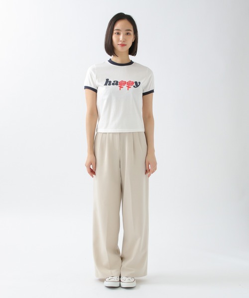 WONDER VISITOR（ワンダービジター）の「WONDER VISITOR／HappyクロップT 2943749（Tシャツ/カットソー・レディース・レッド/ネイビー・FREE）」の9枚目の写真