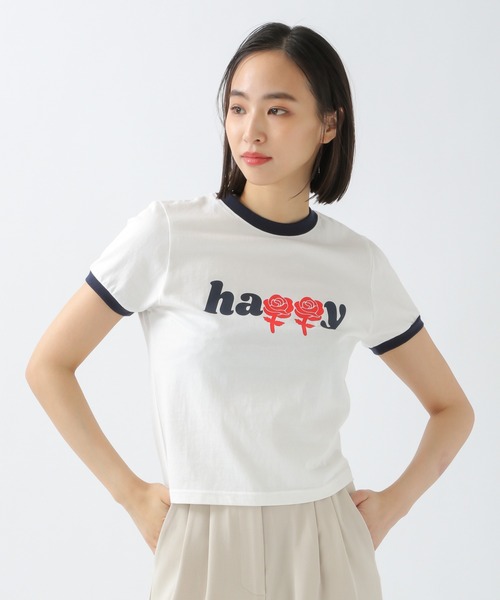 WONDER VISITOR（ワンダービジター）の「WONDER VISITOR／HappyクロップT 2943749（Tシャツ/カットソー・レディース・レッド/ネイビー・FREE）」の7枚目の写真