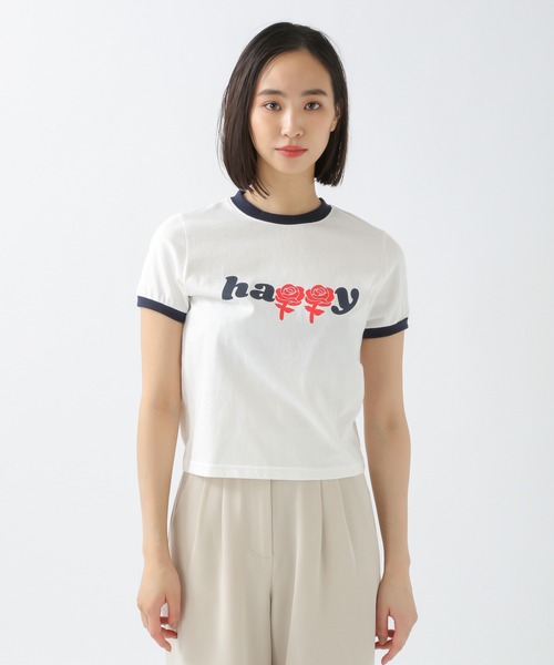 WONDER VISITOR（ワンダービジター）の「WONDER VISITOR／HappyクロップT 2943749（Tシャツ/カットソー・レディース・レッド/ネイビー・FREE）」の12枚目の写真