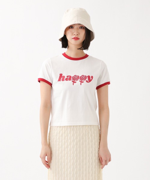 WONDER VISITOR（ワンダービジター）の「WONDER VISITOR／HappyクロップT 2943749（Tシャツ/カットソー・レディース・レッド/ネイビー・FREE）」の13枚目の写真