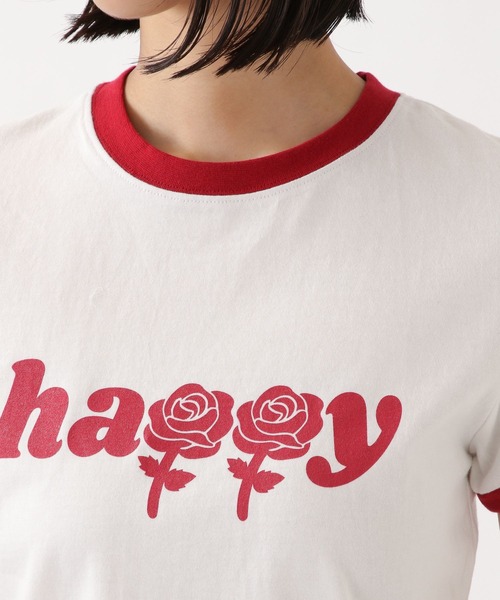 WONDER VISITOR（ワンダービジター）の「WONDER VISITOR／HappyクロップT 2943749（Tシャツ/カットソー・レディース・レッド/ネイビー・FREE）」の5枚目の写真