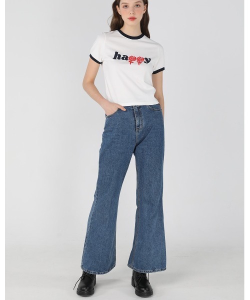 WONDER VISITOR（ワンダービジター）の「WONDER VISITOR／HappyクロップT 2943749（Tシャツ/カットソー・レディース・レッド/ネイビー・FREE）」の21枚目の写真