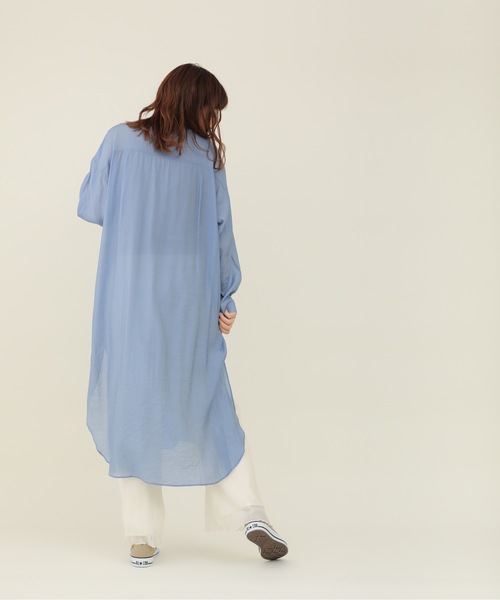 sakishimatokyo（サキシマトーキョー）の「【ZOZO限定】サキシマamp「ノーカラースリットシャツワンピース／シアーブラウス」（ワンピース・レディース・カーキ/ホワイト系その他/ブラック/ブルー/ピンク・FREE）」の4枚目の写真