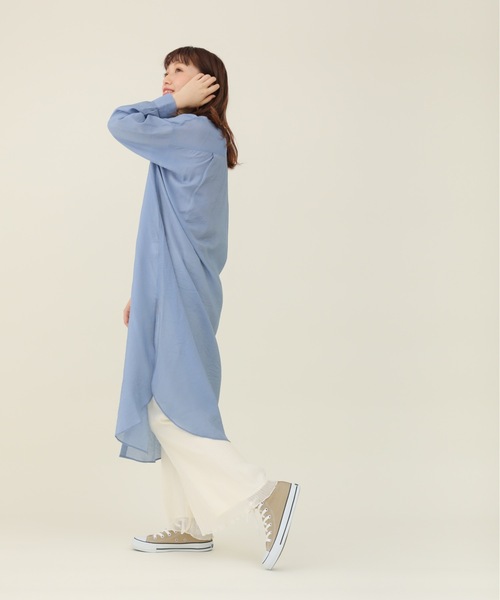 sakishimatokyo（サキシマトーキョー）の「【ZOZO限定】サキシマamp「ノーカラースリットシャツワンピース／シアーブラウス」（ワンピース・レディース・カーキ/ホワイト系その他/ブラック/ブルー/ピンク・FREE）」の18枚目の写真