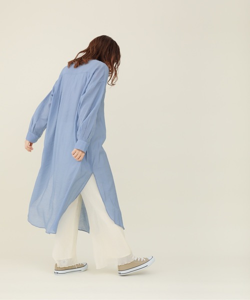 sakishimatokyo（サキシマトーキョー）の「【ZOZO限定】サキシマamp「ノーカラースリットシャツワンピース／シアーブラウス」（ワンピース・レディース・カーキ/ホワイト系その他/ブラック/ブルー/ピンク・FREE）」の11枚目の写真