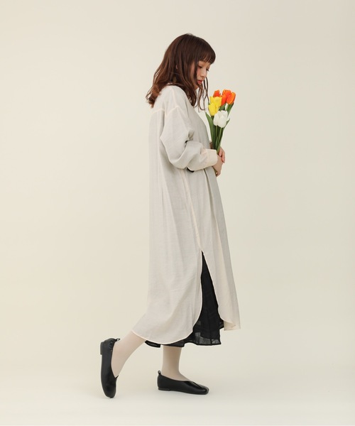 sakishimatokyo（サキシマトーキョー）の「【ZOZO限定】サキシマamp「ノーカラースリットシャツワンピース／シアーブラウス」（ワンピース・レディース・カーキ/ホワイト系その他/ブラック/ブルー/ピンク・FREE）」の12枚目の写真