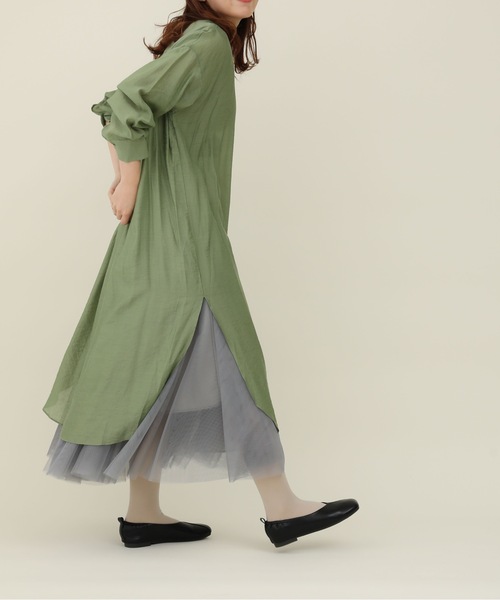 sakishimatokyo（サキシマトーキョー）の「【ZOZO限定】サキシマamp「ノーカラースリットシャツワンピース／シアーブラウス」（ワンピース・レディース・カーキ/ホワイト系その他/ブラック/ブルー/ピンク・FREE）」の17枚目の写真