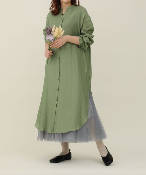 sakishimatokyo（サキシマトーキョー）の「【ZOZO限定】サキシマamp「ノーカラースリットシャツワンピース／シアーブラウス」（ワンピース・レディース・カーキ/ホワイト系その他/ブラック/ブルー/ピンク・FREE）」の7枚目の写真