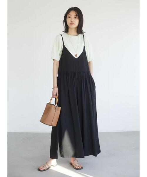 CRAFT STANDARD BOUTIQUE（クラフトスタンダードブティック）の「キャミギャザーサロペット　＊（サロペット/オーバーオール・レディース・ブラック/ブラウン/テラコッタ/ネイビー・FREE）」の8枚目の写真