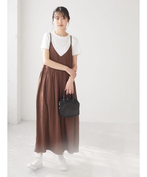 CRAFT STANDARD BOUTIQUE（クラフトスタンダードブティック）の「キャミギャザーサロペット　＊（サロペット/オーバーオール・レディース・ブラック/ブラウン/テラコッタ/ネイビー・FREE）」の12枚目の写真