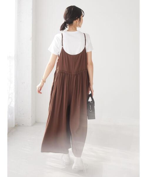 CRAFT STANDARD BOUTIQUE（クラフトスタンダードブティック）の「キャミギャザーサロペット　＊（サロペット/オーバーオール・レディース・ブラック/ブラウン/テラコッタ/ネイビー・FREE）」の14枚目の写真