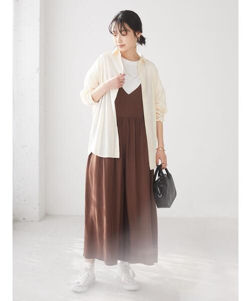 CRAFT STANDARD BOUTIQUE（クラフトスタンダードブティック）の「キャミギャザーサロペット　＊（サロペット/オーバーオール・レディース・ブラック/ブラウン/テラコッタ/ネイビー・FREE）」の15枚目の写真