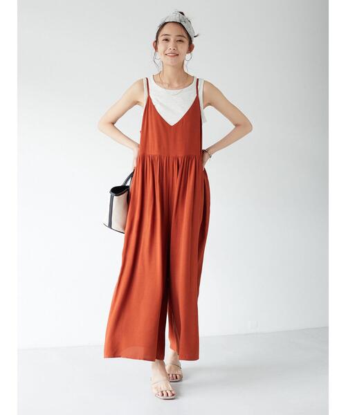 CRAFT STANDARD BOUTIQUE(クラフトスタンダードブティック)の「キャミギャザーサロペット *(サロペット/オーバーオール・レディース・ブラック/ブラウン/テラコッタ/ネイビー・FREE)」の18枚目の写真