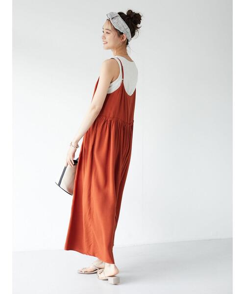 CRAFT STANDARD BOUTIQUE（クラフトスタンダードブティック）の「キャミギャザーサロペット　＊（サロペット/オーバーオール・レディース・ブラック/ブラウン/テラコッタ/ネイビー・FREE）」の20枚目の写真