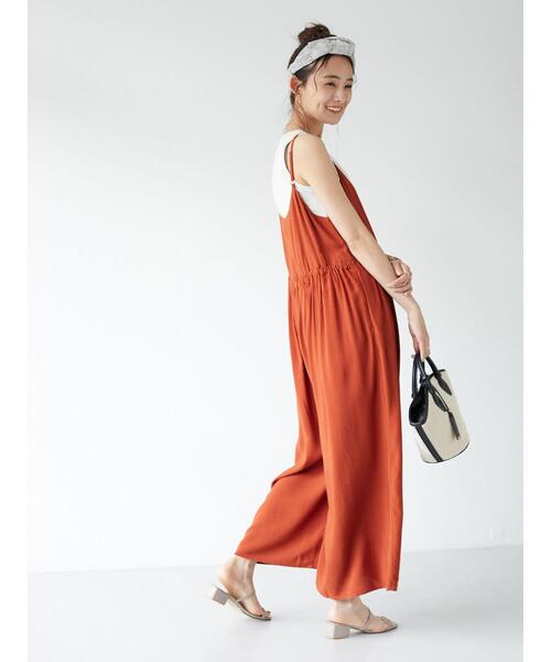 CRAFT STANDARD BOUTIQUE（クラフトスタンダードブティック）の「キャミギャザーサロペット　＊（サロペット/オーバーオール・レディース・ブラック/ブラウン/テラコッタ/ネイビー・FREE）」の21枚目の写真