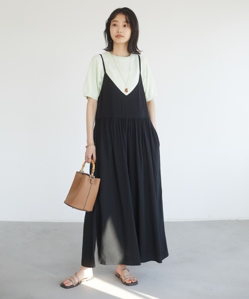 CRAFT STANDARD BOUTIQUE（クラフトスタンダードブティック）の「キャミギャザーサロペット　＊（サロペット/オーバーオール・レディース・ブラック/ブラウン/テラコッタ/ネイビー・FREE）」の2枚目の写真