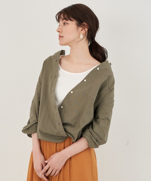 Editt by YECCA VECCA（エディットバイイェッカヴェッカ）の「2wayフレンチリネンシャツ　＊（シャツ/ブラウス・レディース・アイボリー/ライトグレー/イエロー/カーキ・FREE）」の3枚目の写真