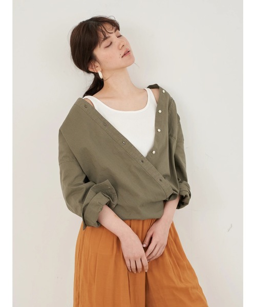 Editt by YECCA VECCA（エディットバイイェッカヴェッカ）の「2wayフレンチリネンシャツ　＊（シャツ/ブラウス・レディース・アイボリー/ライトグレー/イエロー/カーキ・FREE）」の12枚目の写真