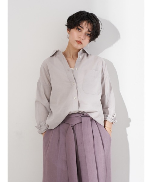 Editt by YECCA VECCA（エディットバイイェッカヴェッカ）の「2wayフレンチリネンシャツ　＊（シャツ/ブラウス・レディース・アイボリー/ライトグレー/イエロー/カーキ・FREE）」の5枚目の写真