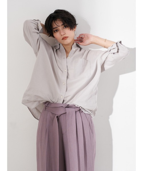 Editt by YECCA VECCA（エディットバイイェッカヴェッカ）の「2wayフレンチリネンシャツ　＊（シャツ/ブラウス・レディース・アイボリー/ライトグレー/イエロー/カーキ・FREE）」の6枚目の写真