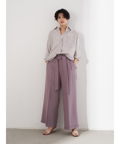 Editt by YECCA VECCA（エディットバイイェッカヴェッカ）の「2wayフレンチリネンシャツ　＊（シャツ/ブラウス・レディース・アイボリー/ライトグレー/イエロー/カーキ・FREE）」の8枚目の写真